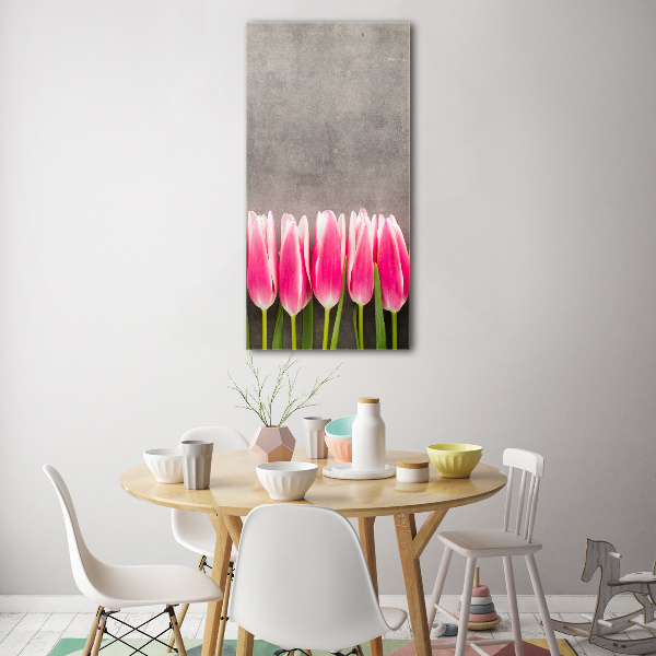 Quadro acrilico verticale Giardino rosa