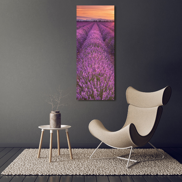 Quadro acrilico verticale Campo di lavanda