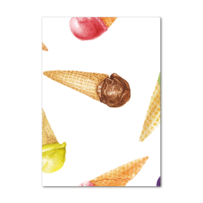 Quadro stampa su vetro acrilico verticale Gelato in un cono di cialda