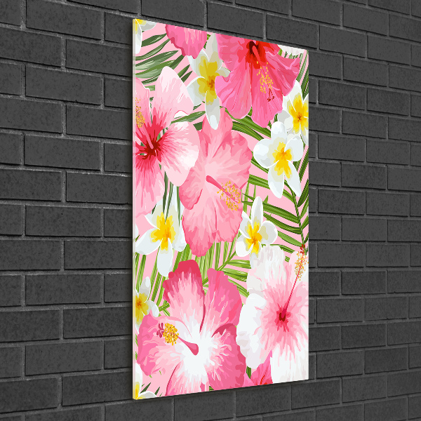 Quadro in vetro acrilico verticale Fiori tropicali