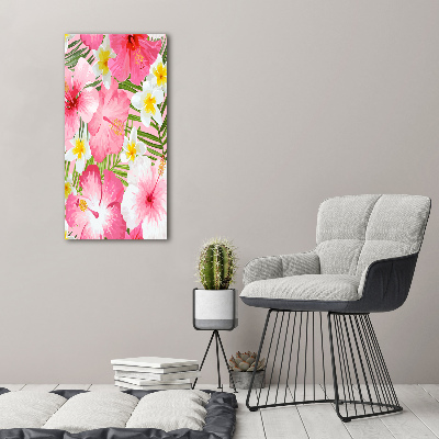 Quadro in vetro acrilico verticale Fiori tropicali