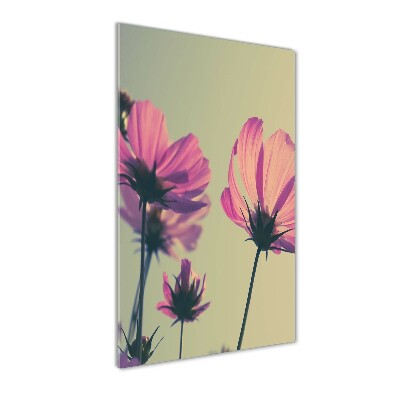 Quadro in vetro acrilico verticale Fiori rosa