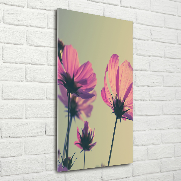 Quadro in vetro acrilico verticale Fiori rosa