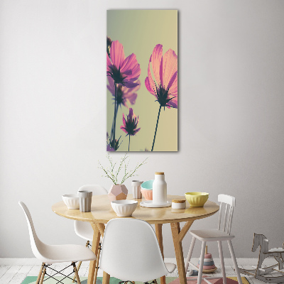 Quadro in vetro acrilico verticale Fiori rosa