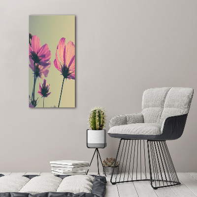 Quadro in vetro acrilico verticale Fiori rosa