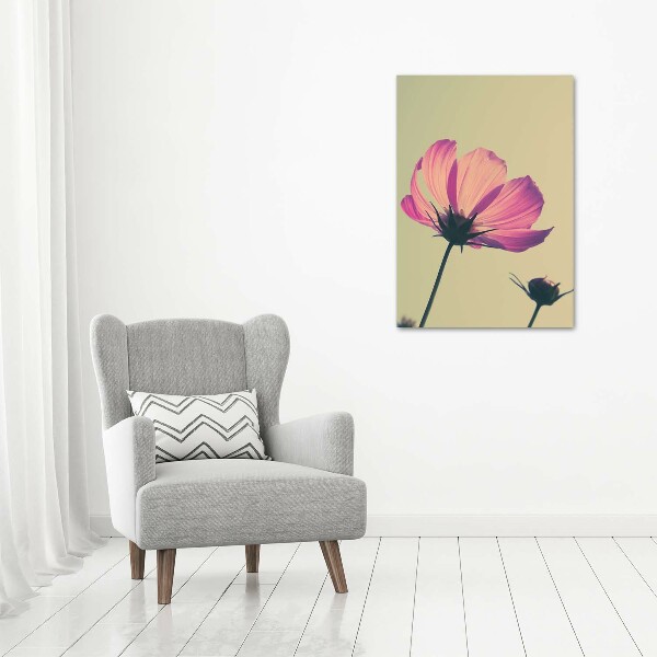 Quadro in vetro acrilico verticale Fiori rosa