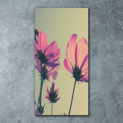 Quadro in vetro acrilico verticale Fiori rosa