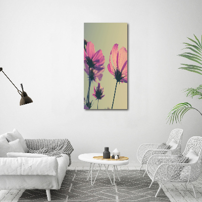 Quadro in vetro acrilico verticale Fiori rosa