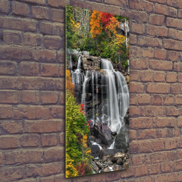 Quadro acrilico verticale Cascata in autunno