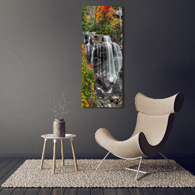 Quadro acrilico verticale Cascata in autunno