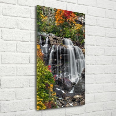 Quadro acrilico verticale Cascata in autunno