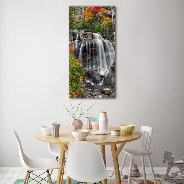 Quadro acrilico verticale Cascata in autunno