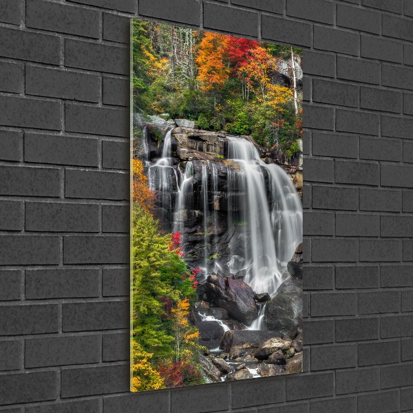Quadro acrilico verticale Cascata in autunno
