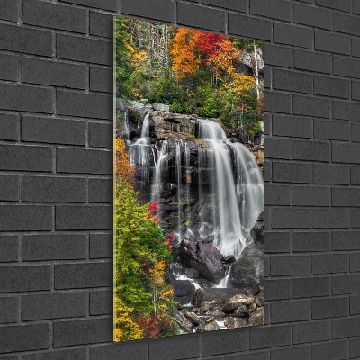 Quadro acrilico verticale Cascata in autunno