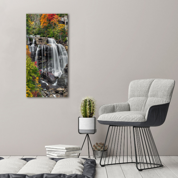 Quadro acrilico verticale Cascata in autunno