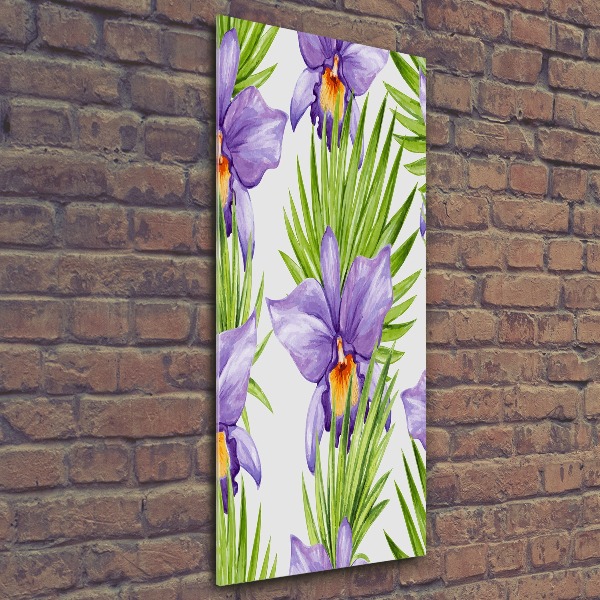 Quadro vetro acrilico verticale Orchidee e palme