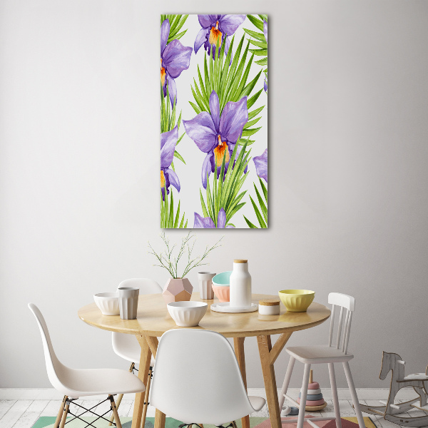 Quadro vetro acrilico verticale Orchidee e palme