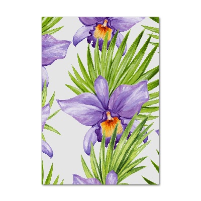 Quadro vetro acrilico verticale Orchidee e palme