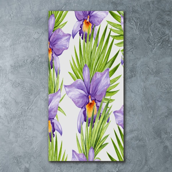 Quadro vetro acrilico verticale Orchidee e palme
