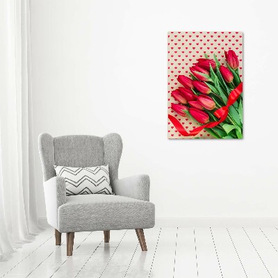 Quadro in vetro acrilico verticale Fiore rosso
