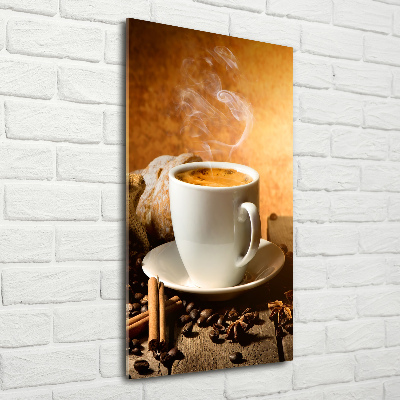 Quadro in vetro acrilico verticale Una tazza di caffè