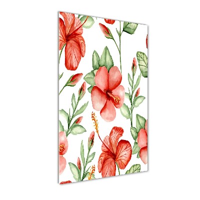 Quadro vetro acrilico verticale Fiori tropicali