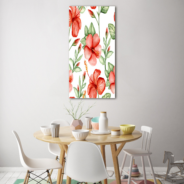 Quadro vetro acrilico verticale Fiori tropicali