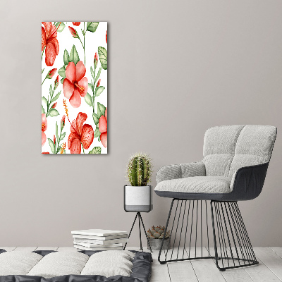 Quadro vetro acrilico verticale Fiori tropicali