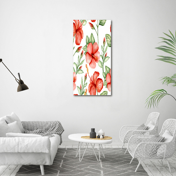 Quadro vetro acrilico verticale Fiori tropicali