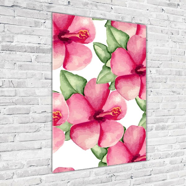 Quadro stampa su vetro acrilico verticale Fiori tropicali