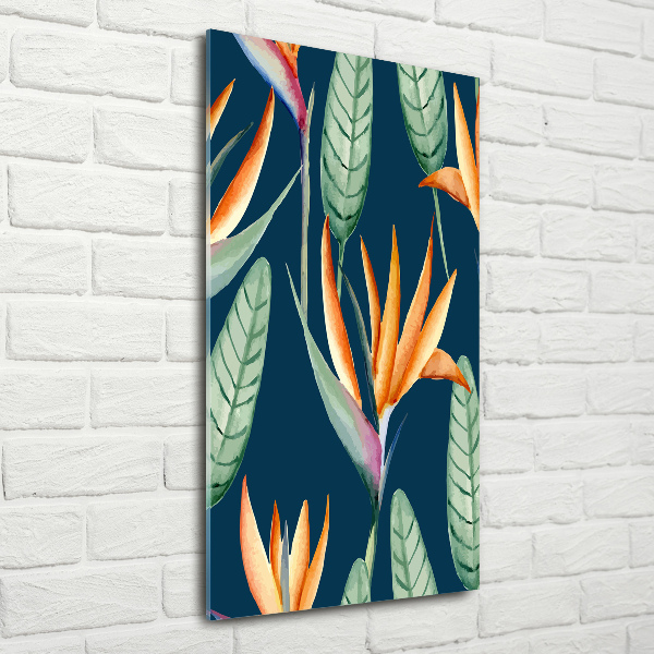 Quadro in vetro acrilico verticale Strelitzia reginae