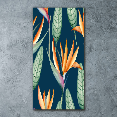 Quadro in vetro acrilico verticale Strelitzia reginae