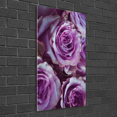 Quadro vetro acrilico verticale Rose viola