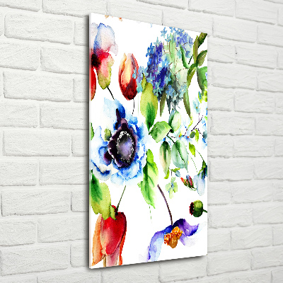 Quadro vetro acrilico verticale Fiori selvatici