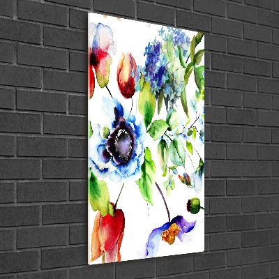Quadro vetro acrilico verticale Fiori selvatici