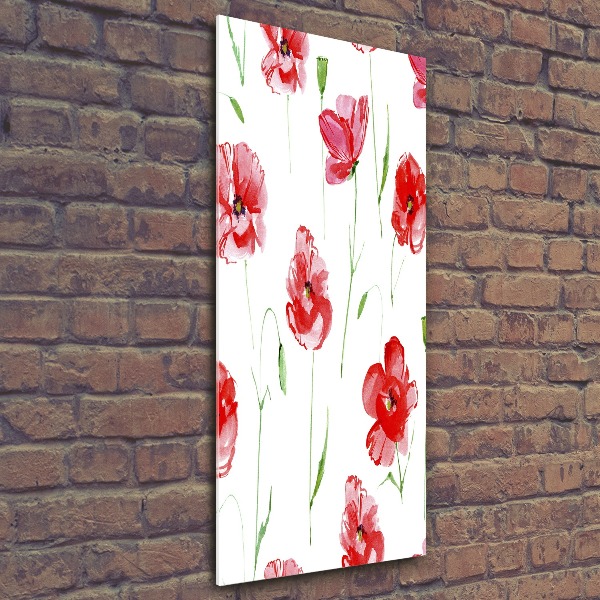 Quadro in vetro acrilico verticale Papaveri