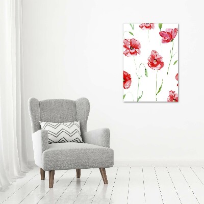 Quadro in vetro acrilico verticale Papaveri