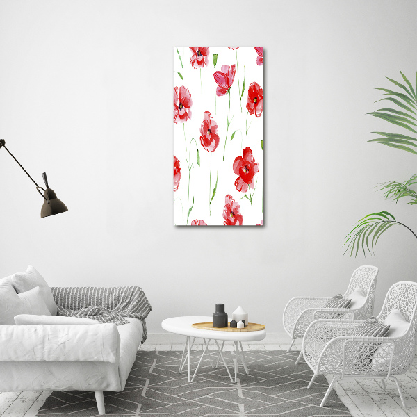 Quadro in vetro acrilico verticale Papaveri