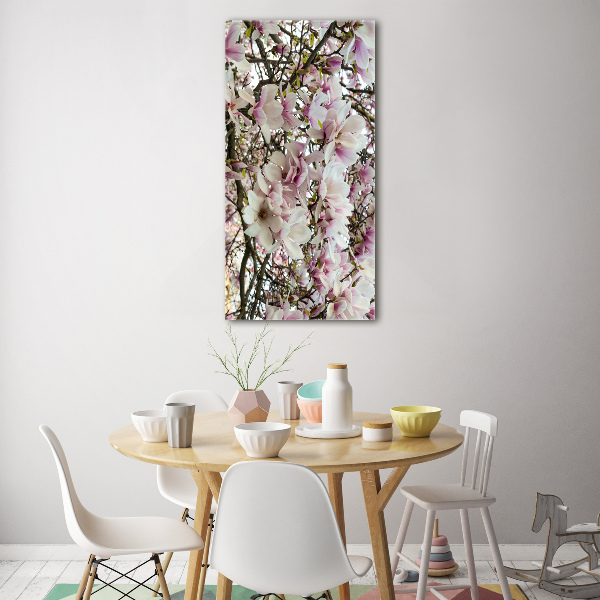 Quadro stampa su vetro acrilico verticale Fiori di magnolia