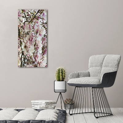 Quadro stampa su vetro acrilico verticale Fiori di magnolia