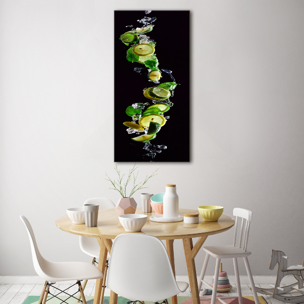 Quadro in vetro acrilico verticale Lime e limoni
