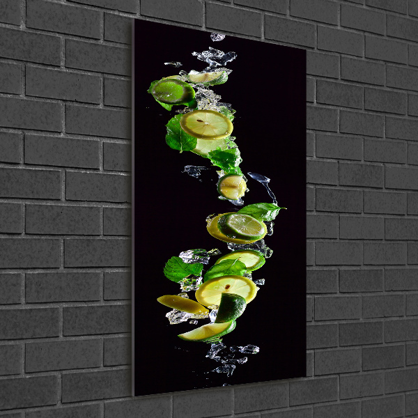 Quadro in vetro acrilico verticale Lime e limoni