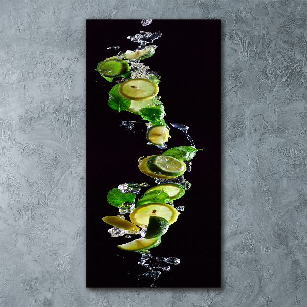 Quadro in vetro acrilico verticale Lime e limoni