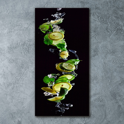 Quadro in vetro acrilico verticale Lime e limoni