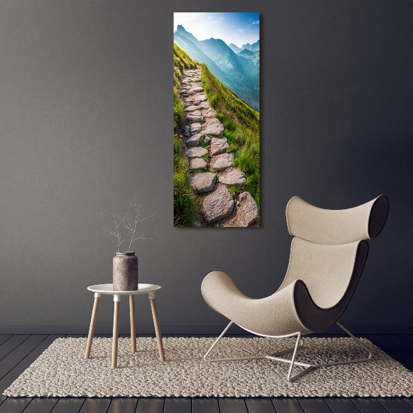 Quadro acrilico verticale Sentiero di montagna