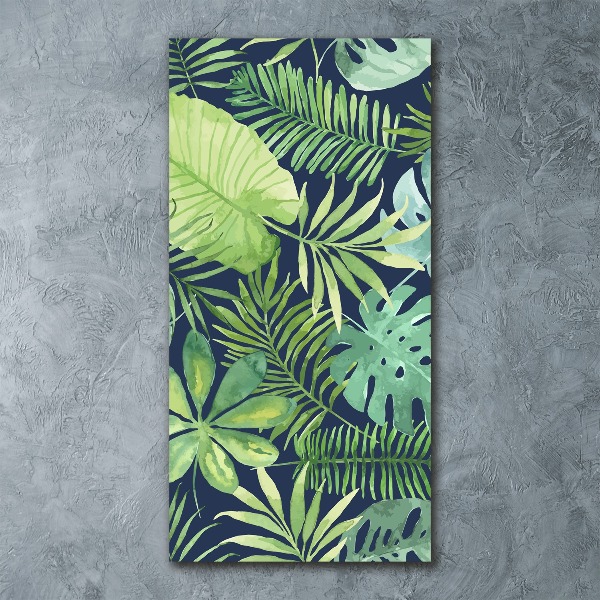 Quadro stampa su vetro acrilico verticale Foglie tropicali