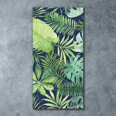Quadro stampa su vetro acrilico verticale Foglie tropicali