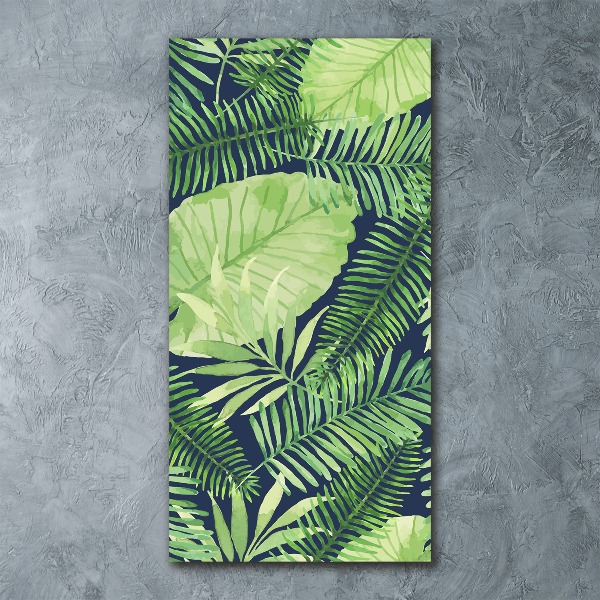 Quadro in vetro acrilico verticale Foglie tropicali