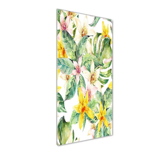 Quadro vetro acrilico verticale Fiori tropicali