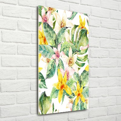 Quadro vetro acrilico verticale Fiori tropicali